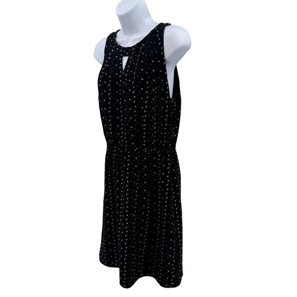 41 Hawthorn Black Pleated Keyhole Sleeveless Mini Dress Womens M Pink/White Dot - Picture 10 of 14
